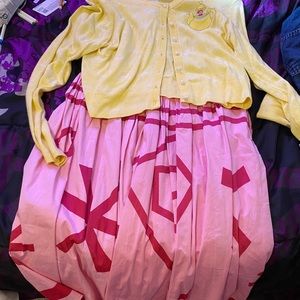 Disney Dress Shop Door Mouse cardigan (L) & pink teacup skirt (m)